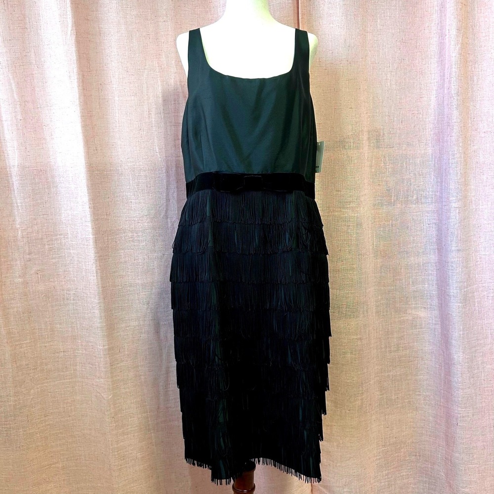 Kate Spade New York Marielly Black‎ Silk Fringe Cocktail Dress NJMU0944 Size 14